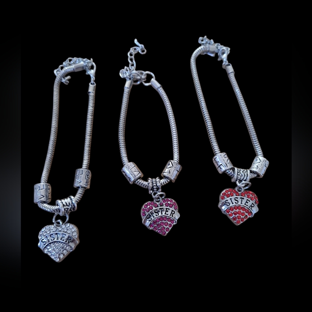 Sister Heart Charm Bracelets